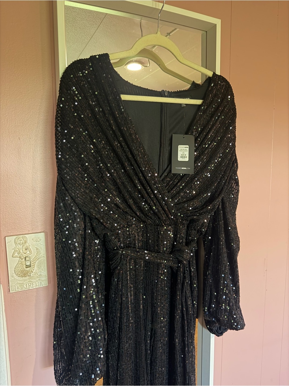 Fashion Nova Black Sequin Wrap Maxi Dress
